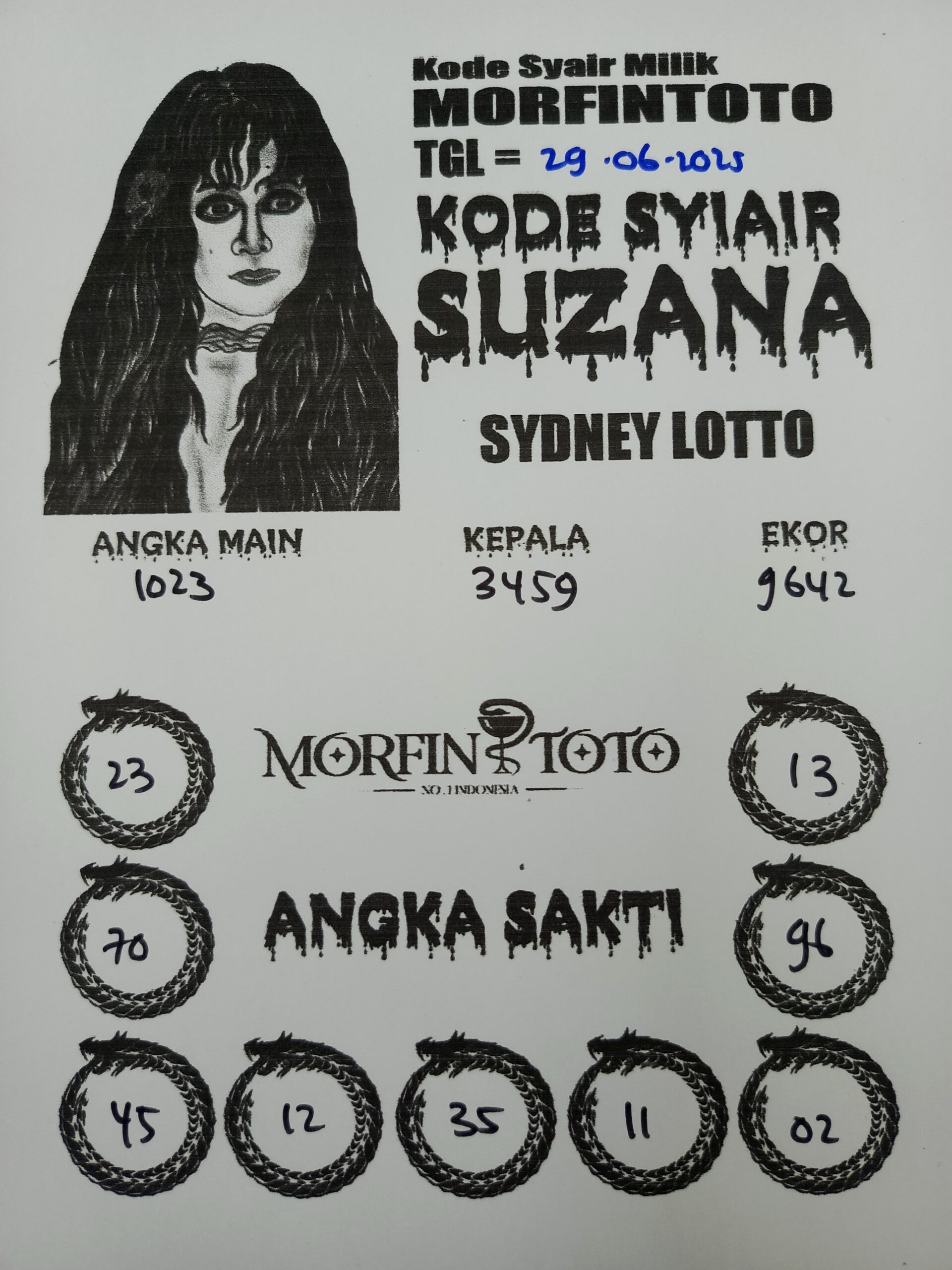 SYAIR TOGEL SUZANA SYDNEY LOTTO 29 JUNI 2025