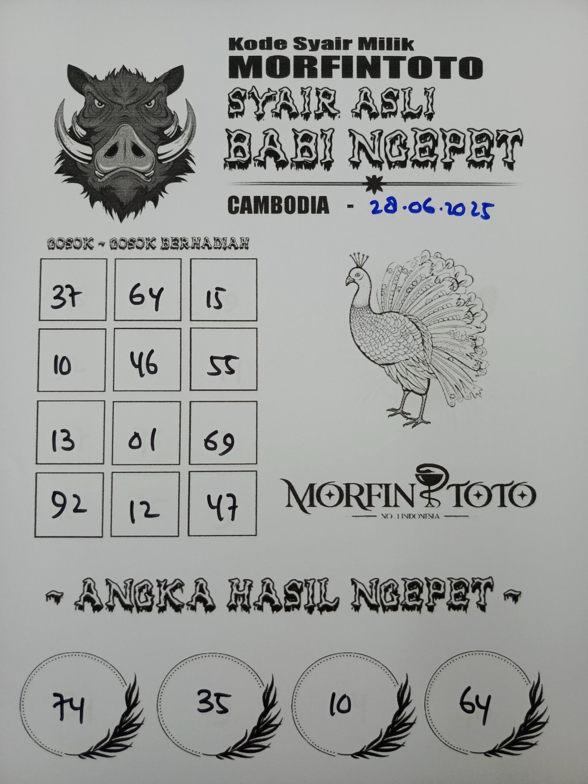 SYAIR TOGEL BABI NGEPET CAMBODIA 28 JUNI 2025