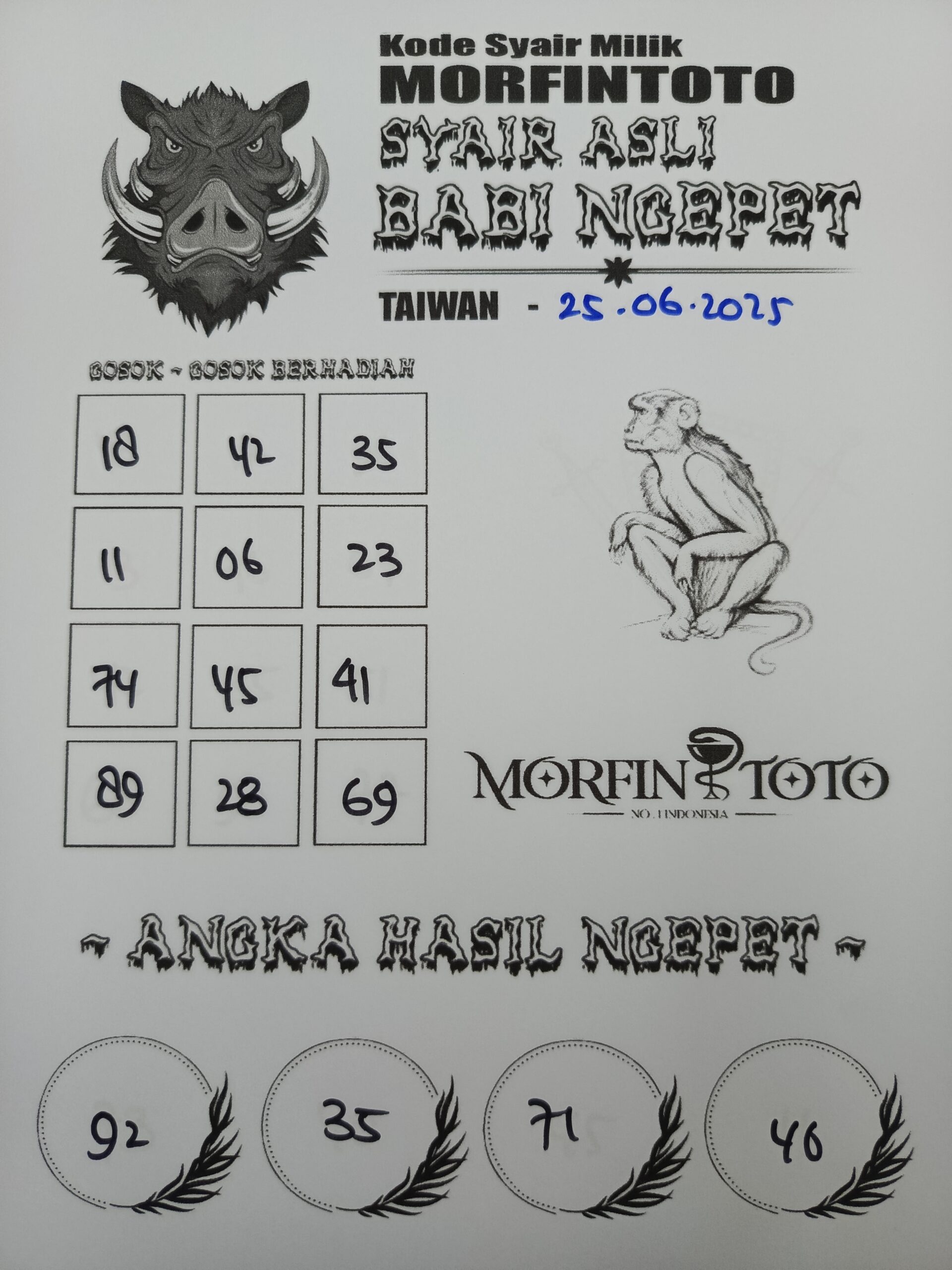 SYAIR TOGEL BABI NGEPET TAIWAN 25 JUNI 2025