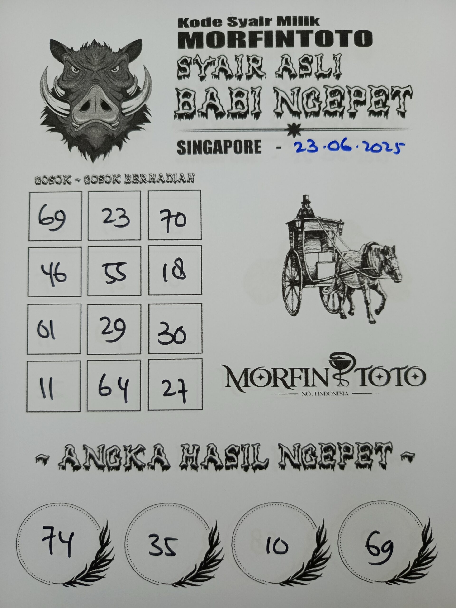 SYAIR TOGEL BABI NGEPET SINGAPORE 23 JUNI 2025