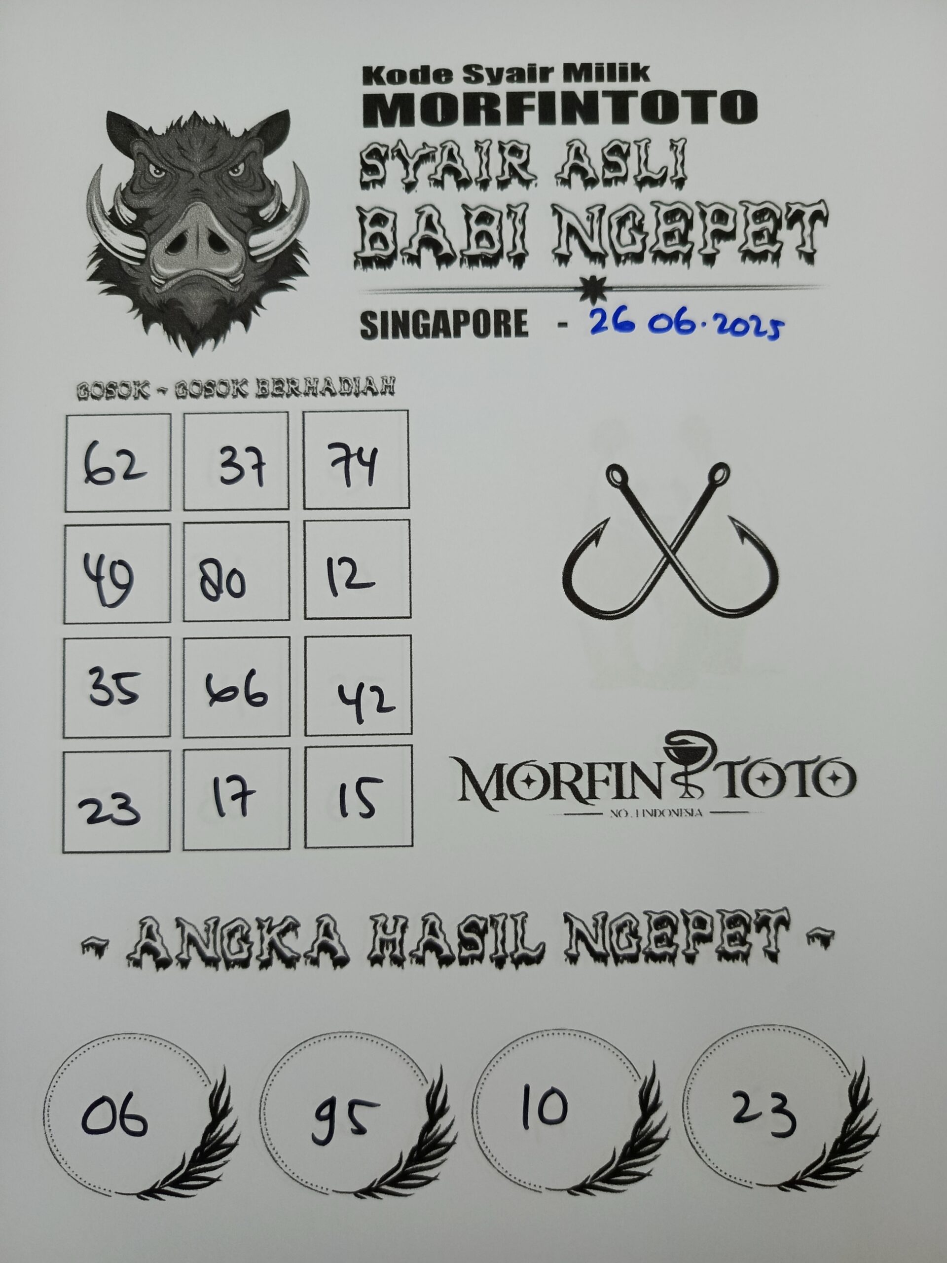 SYAIR TOGEL BABI NGEPET SINGAPORE 26 JUNI 2025