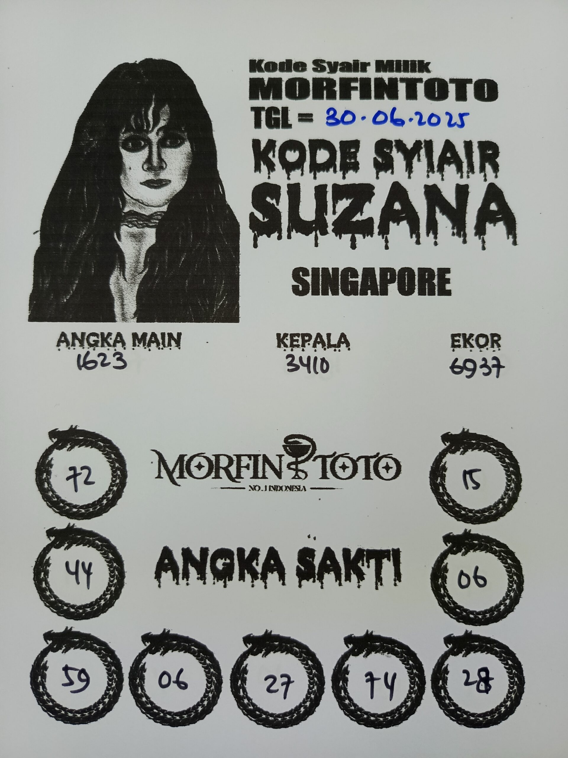 SYAIR TOGEL SUZANA SINGAPORE 30 JUNI 2025