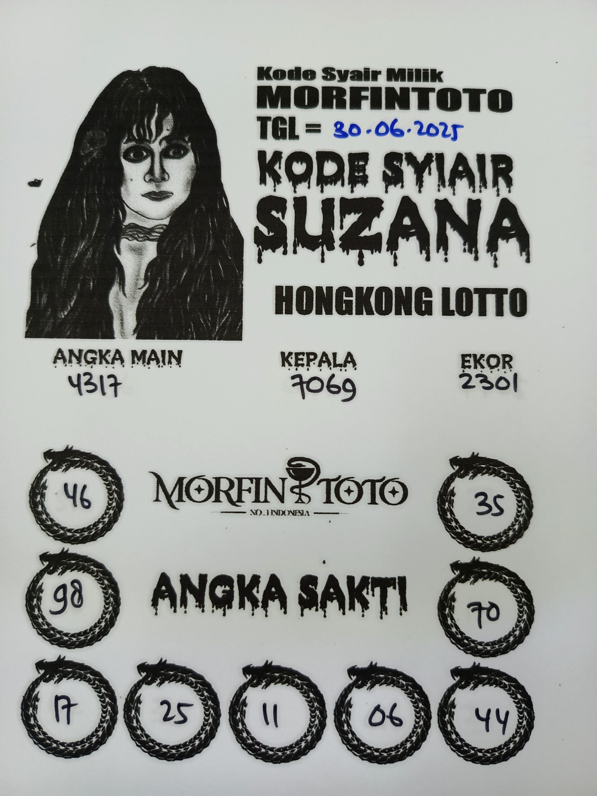 SYAIR TOGEL SUZANA HONGKONG LOTTO 30 JUNI 2025