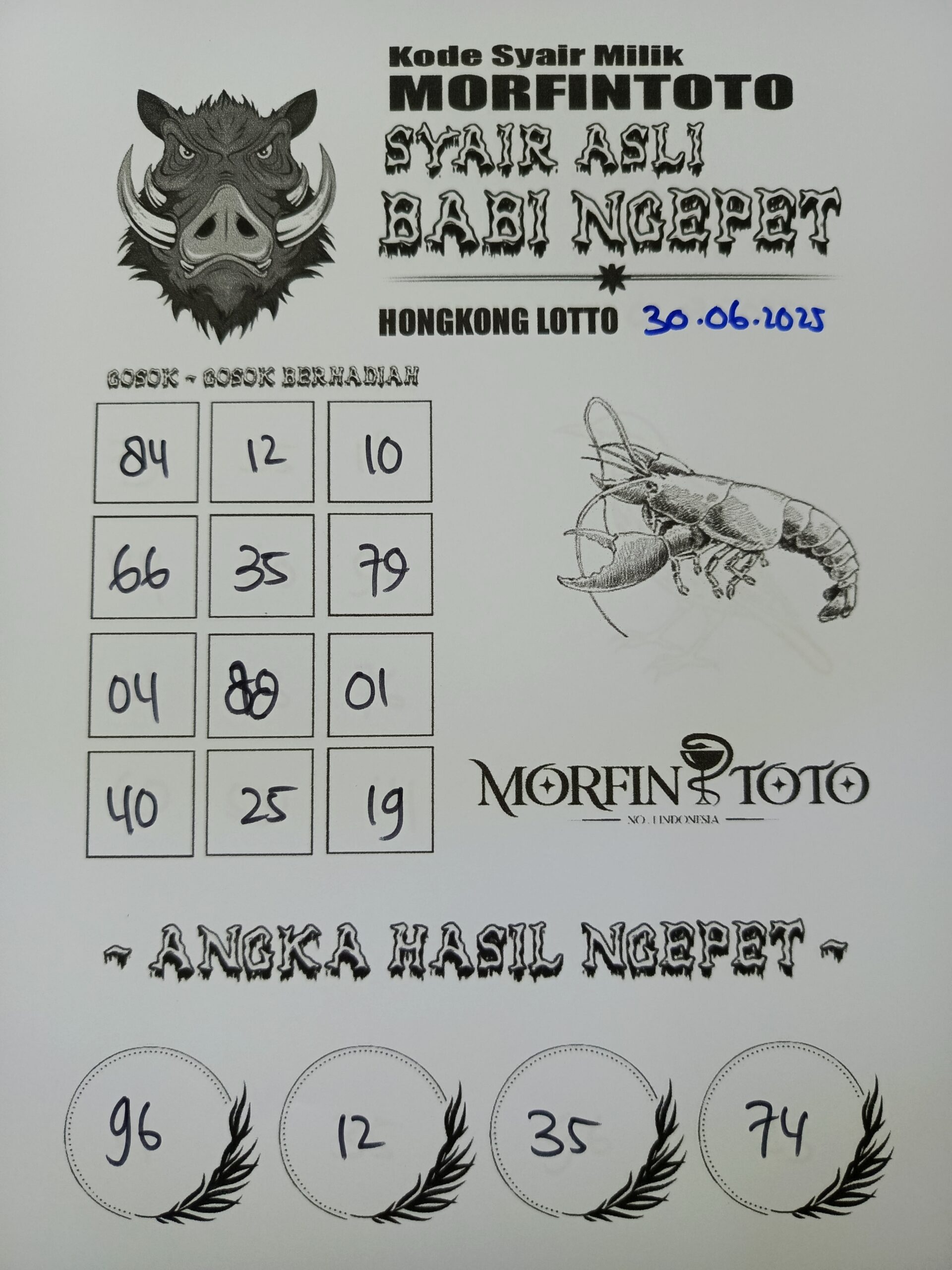 SYAIR TOGEL BABI NGEPET HONGKONG LOTTO 30 JUNI 2025