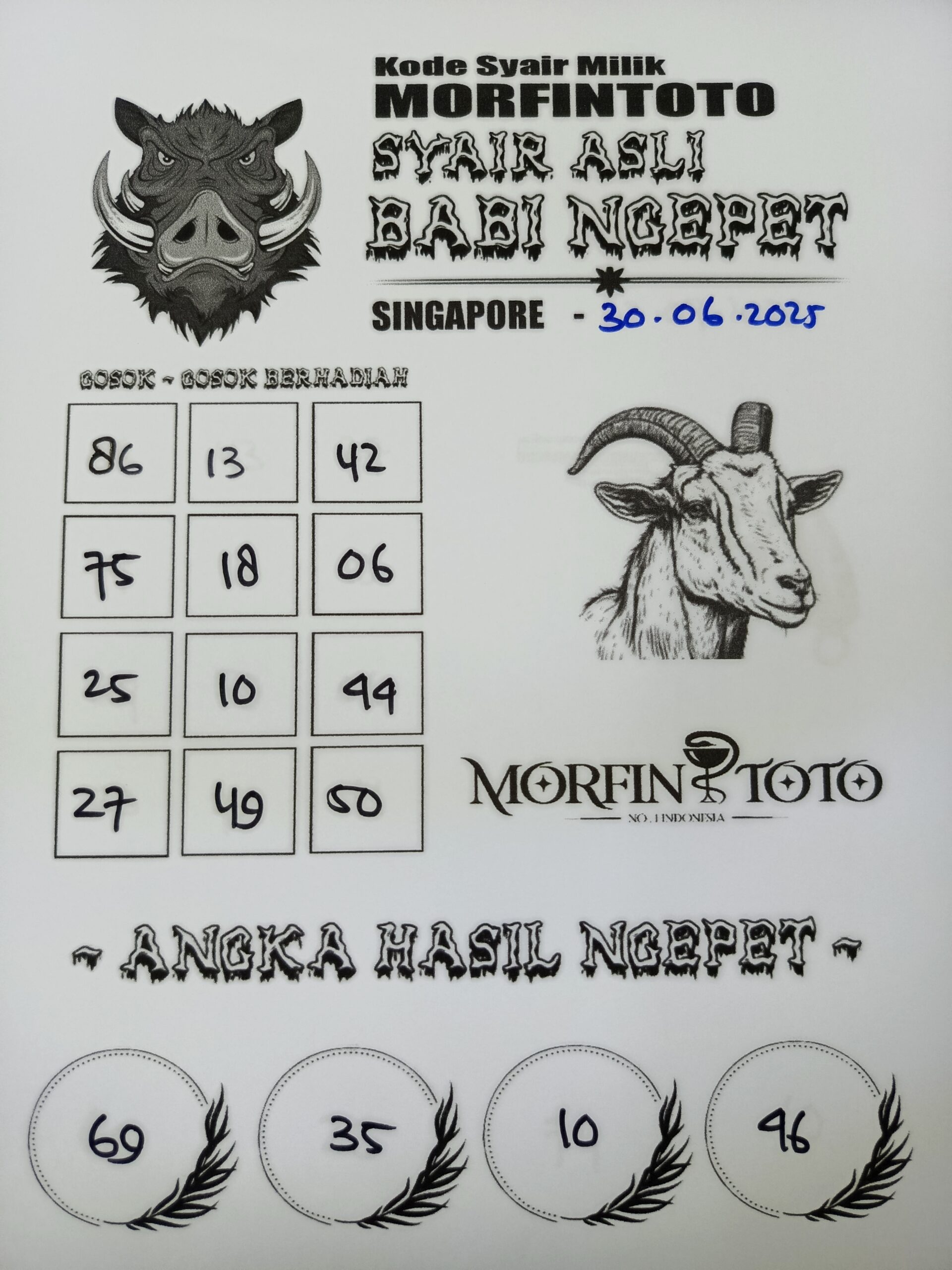 SYAIR TOGEL BABI NGEPET SINGAPORE 30 JUNI 2025