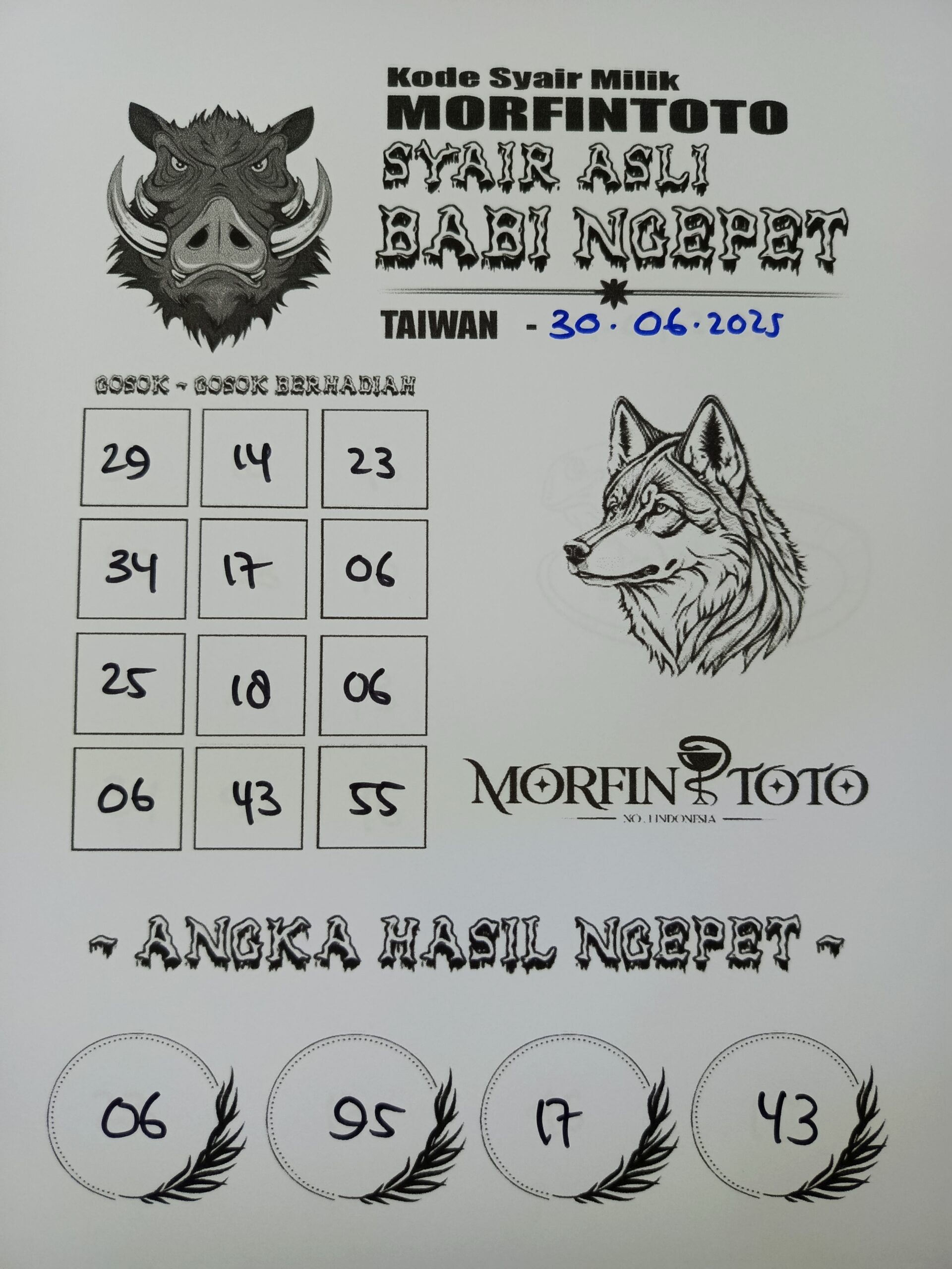 SYAIR TOGEL BABI NGEPET TAIWAN 30 JUNI 2025