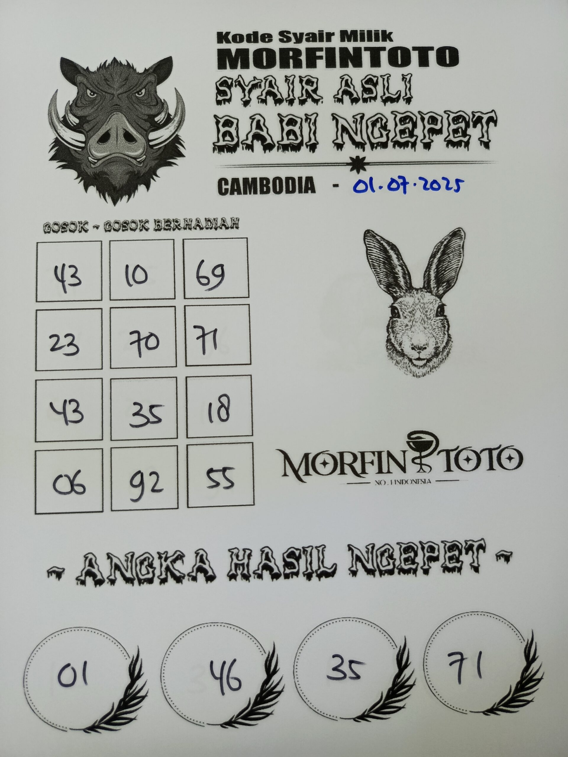 SYAIR TOGEL BABI NGEPET CAMBODIA 01 JULI 2025